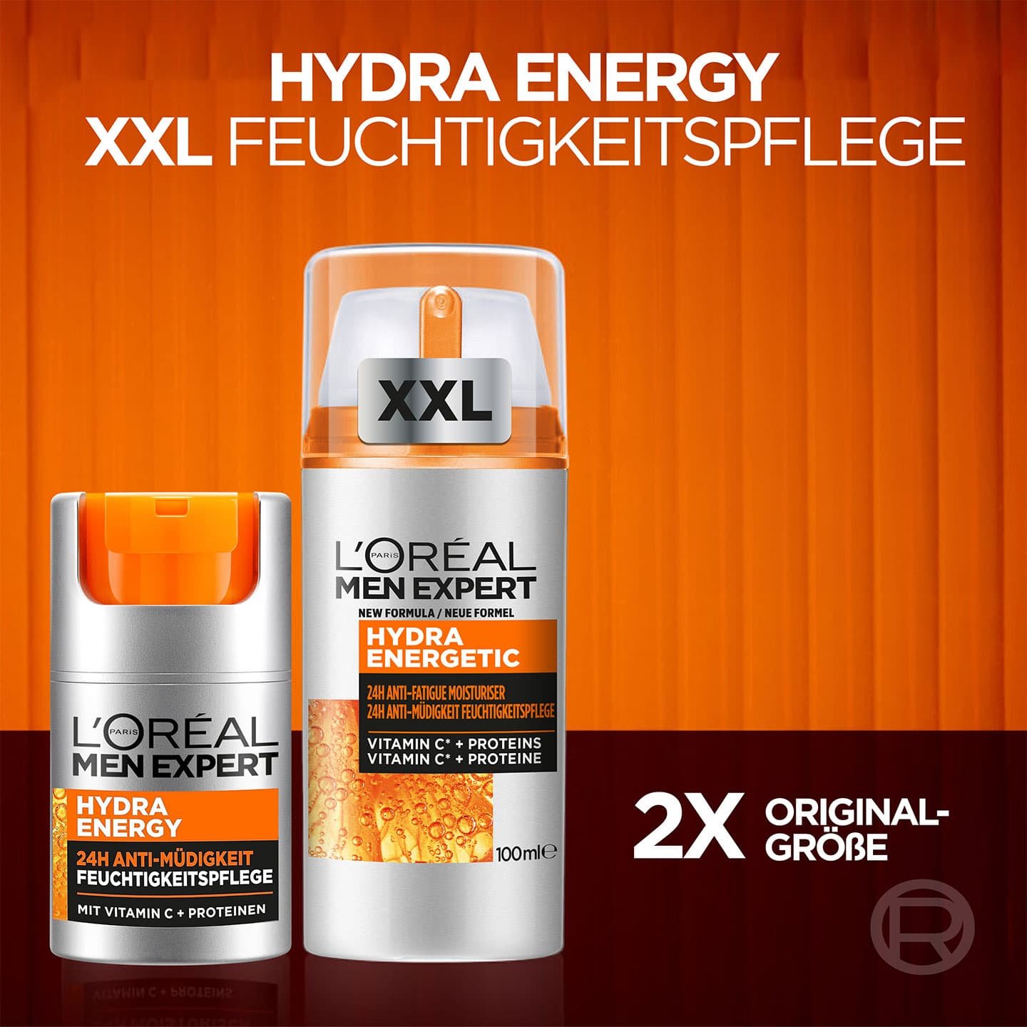 Hydra Energy XXL Anti-Müdigkeit Feuchtigkeitspflege darunter Produkt normale Größe & XXL
